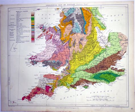Geological Map Of Britain Southern Sheet Simon Hunter Antique Maps