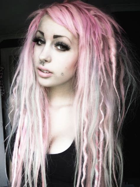 Murderotic Pastel Pink Hair With White And Dreads