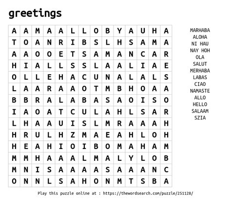 Greetings Word Search