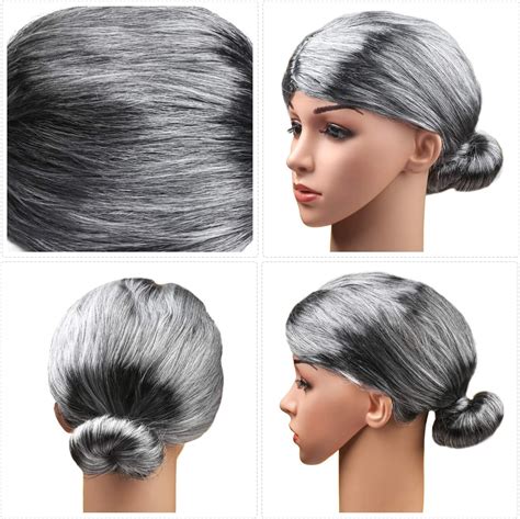 haichen old lady costume grandmother cosplay accessories set granny wig grey wig costume