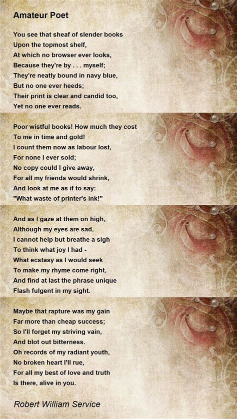 amateur poet amateur poet poem by robert william service