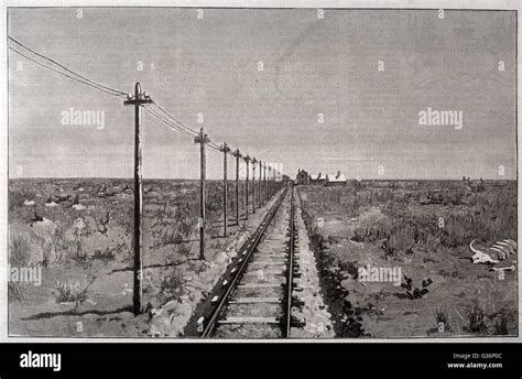 Telegraph Lines Running Alongside A Railway Track At A Remote Station