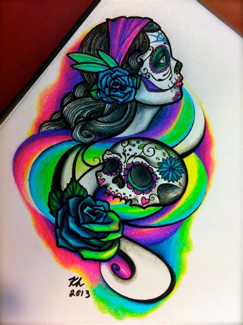 Day Of The Dead Girl And Sugar Skull By Knezak On Deviantart
