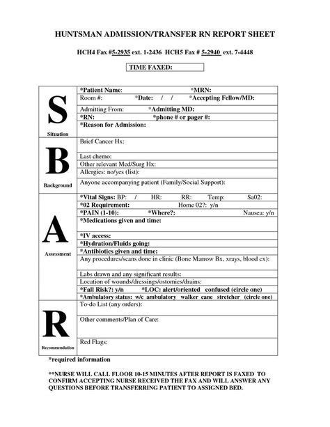 Image Result For Sbar Report Sheet For Nurses Sbar Nursing