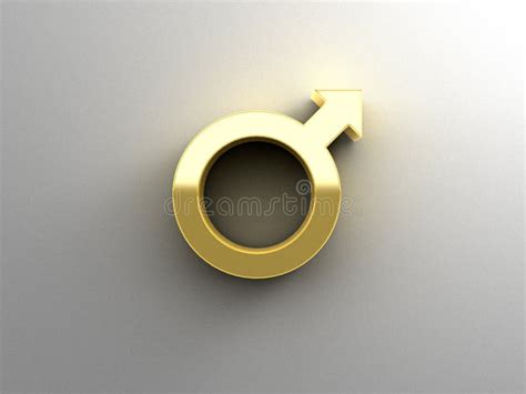 Male Sex Signs Gold 3d Quality Render On The Wall Background W Stock Illustration