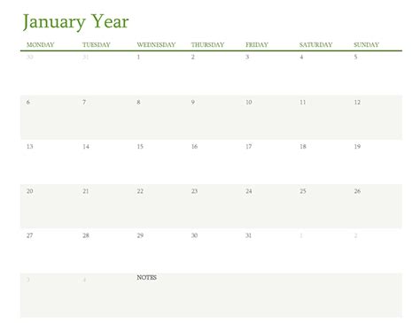 Any Year Calendar 1 Month Per Tab