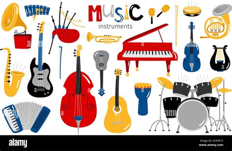 Instrumentos Musicales De Dibujos Animados Iconos De Vectores De