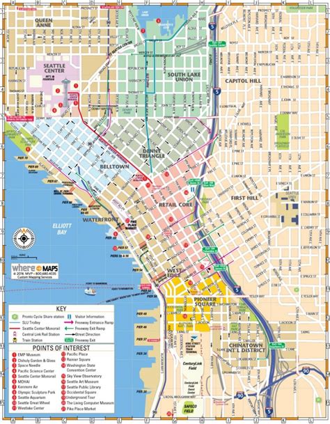 Seattle Tourist Map Tourist Map Of Seattle Washington Usa