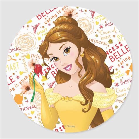 Princess Belle Classic Round Sticker Disney Princesses Belle