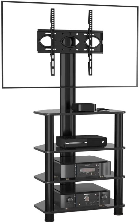 Black Corner Tv Stand With Swivel Mount For Tvs Up To 55 Inch 4 Tier