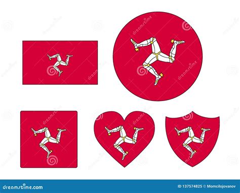 Set Of Flags Of Isle Of Man Stock Vector Illustration Of Maldives