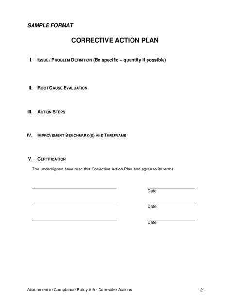 Corrective Action Plan Template Fill Online Printable Fillable