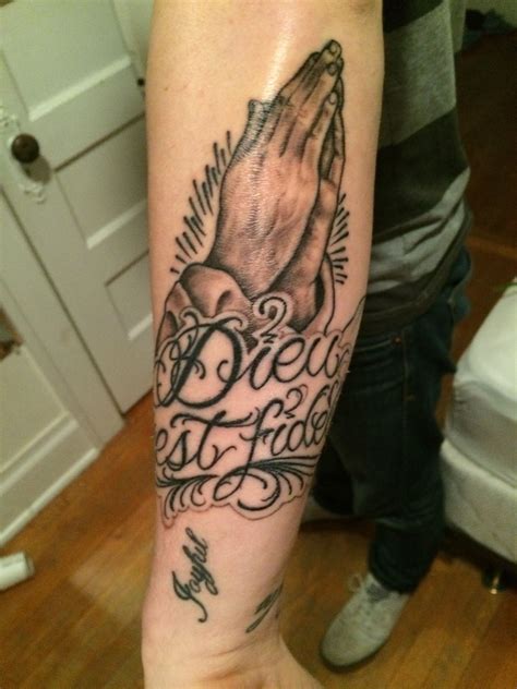 The action of holding the rosary in both hands while praying is a common symbol of piety, devotion, and acceptance of one's. Prayer Hands Tattoo | Prayer hands tattoo