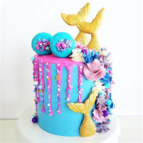 Mermaid Cake With Sprinkle Drip The Baking Experiment