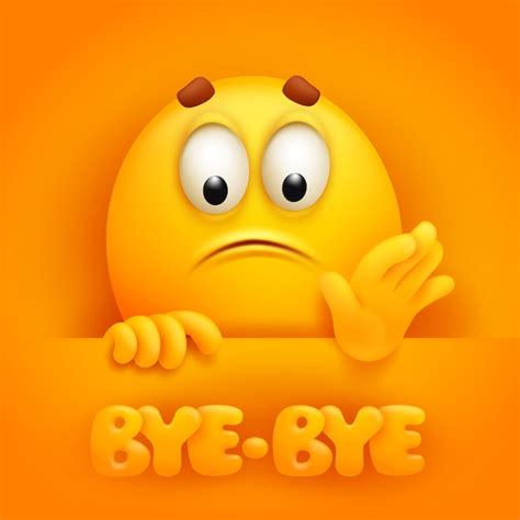 Premium Vector Bye Bye Cute Emoji Cartoon Character On Yellow Backround