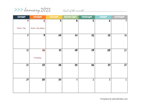 2023 Monthly Word Calendar In Colorful Design Free Printable Templates