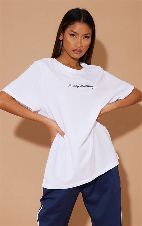 Prettylittlething Organic White Oversized T Shirt Prettylittlething