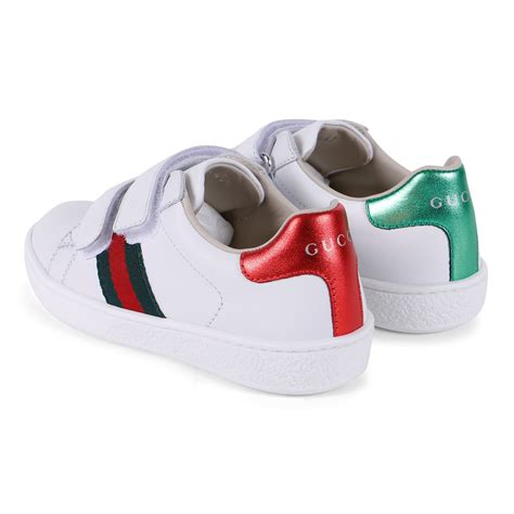 Gucci Leather Sneakers In White Bambini Fashion