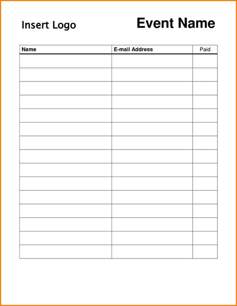 Printable Sign In Sheet For Meeting