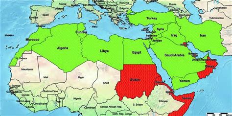 Map Of The Middle East And North Africa A Country Is Highlighted With
