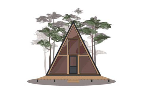 Illustration Of A Little Cabin In The Woods Designed In Aframe