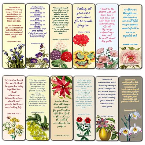 Floral Kjv Bible Bookmarks Cards For Women Girls Mom Scriptures Series