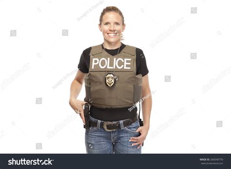 Police Officer Detective Happy Female Officer Stock Photo 266040770