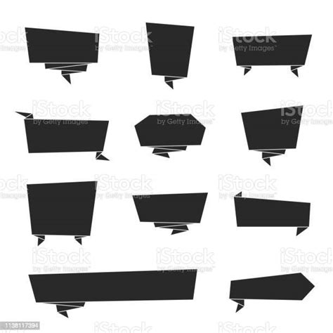 Set Of Black Banners Design Elements On White Background Stock