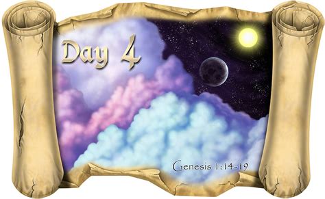 Creation Story Day 4 Version 1 Bible Scroll Wacky World Studios