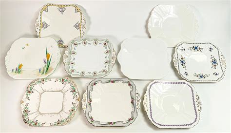 At Auction Nine Shelley Tab Handled Bread And Butter Plates Patterns