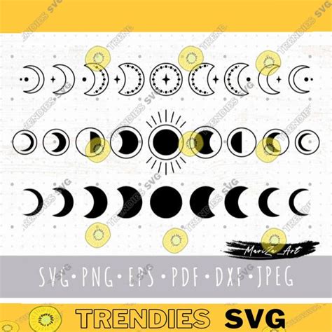 Moon Phases Svg Cricut Files Boho Phase Of The Moon Png Clipart