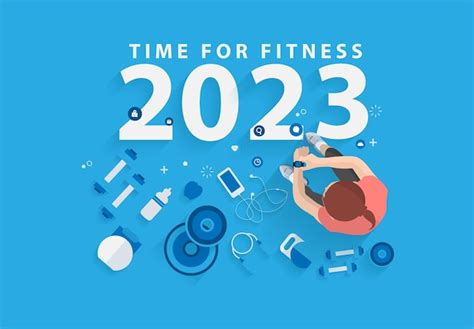 Premium Vector 2023 Happy New Year Time For Fitness In Gym Healthy