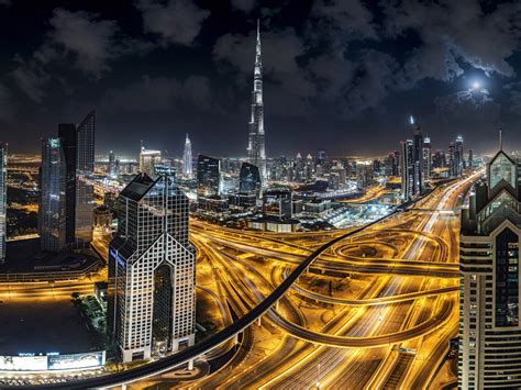 Burj Khalifa Skyscraper In City Dubai United Arab Emirates
