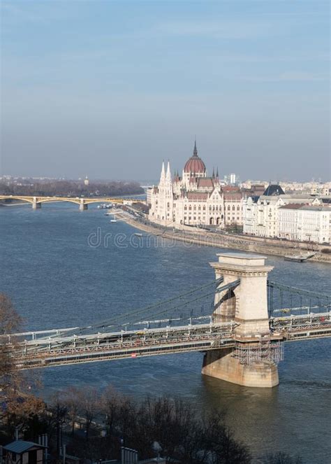 Szechenyi Chain Bridge Across Danube River Under Renovation And