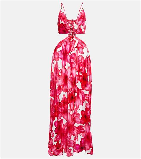 Alexandra Miro Colette Floral Cutout Maxi Dress In Red Lyst Canada