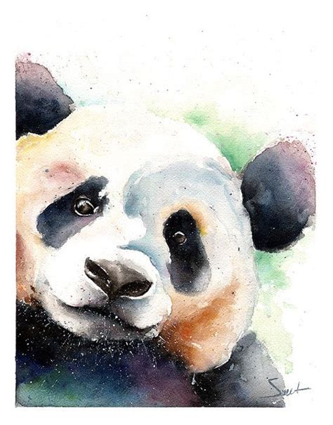 Panda Bear Painting Watercolor Panda Original By Signedsweet With