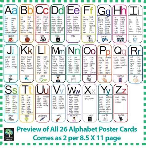 The rear part of the animals · tale · talk Sight Word Alphabet All 26 Posters are Editable phonics | Etsy