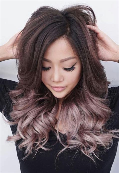 Rose Gold Balayage Ombre On Brunette Hair Brunette Balayage Hair Hair
