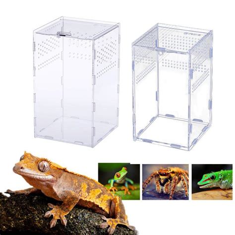 Transparent Reptile Breeding Box Portable Acrylic Reptile Habitat Aquarium Tank Terrarium Box