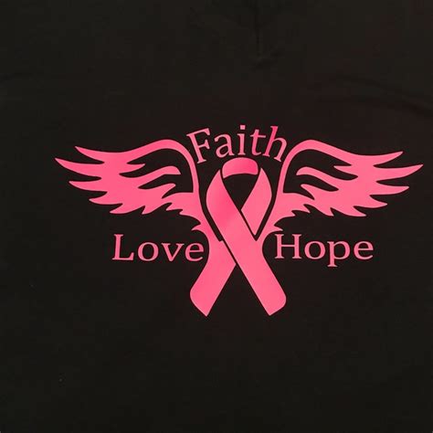 Faith Love Hope Breast Cancer Ribbon With Wings Svg Etsy