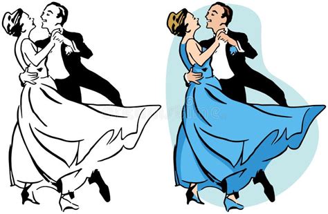 A Couple Slow Dancing A Ballroom Dance Stock Vector Illustration Of