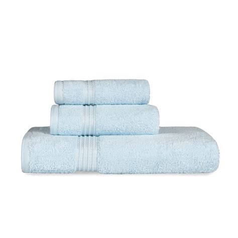 Superior Derry Solid Egyptian Cotton 3 Piece Towel Set Light Blue