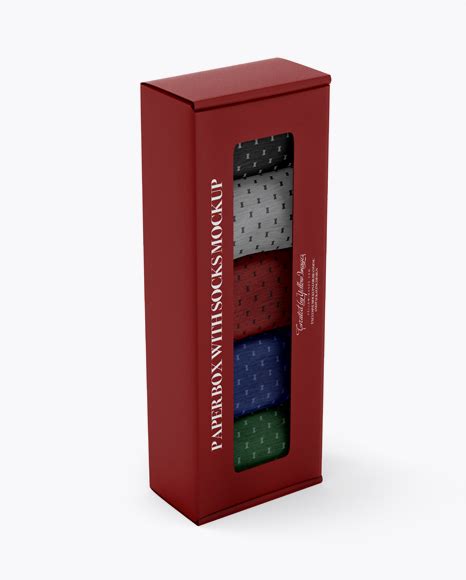 Download Matte Paper Box With Socks Mockup - Half Side View (High ...