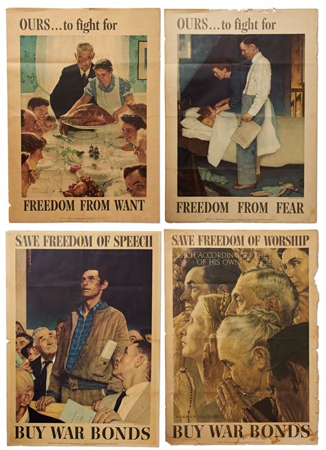 Lot Detail Norman Rockwell Four Freedoms Posters Complete Set Of Four From