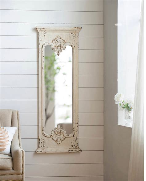 Wood Distressed White Mirror Homeabout