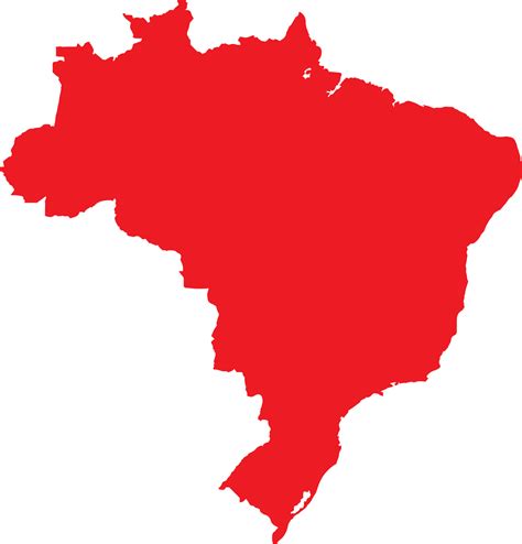 Red Colored Brazil Outline Map Political Brazilian Map Vector