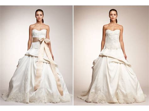 Tori christine photography celebrations of the ballgown wedding dress with spaghetti straps. Ivory strapless ballgown wedding dress with pink sash and ...