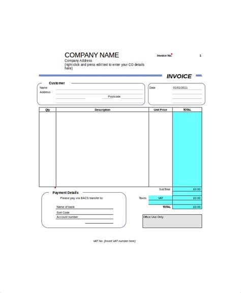 Self Employed Invoice Template 12 Free Word Excel Pdf Documents