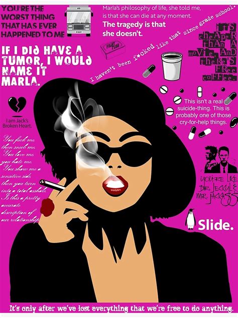 In the movie, she was played by actress helena bonham carter. "Marla Singer: The Quotes / Fight Club" Canvas Print by ...