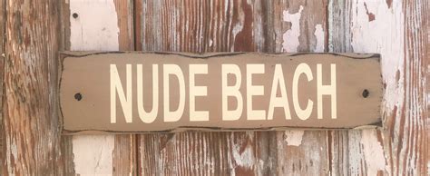 Nude Beach Rustic Wood Sign Distressed Sign